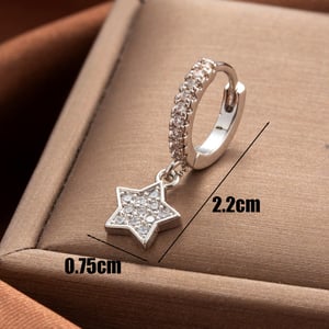 1 Piece Simple Series Classic Star Shape Copper Silver Color Material Zircon Women's Dangle Earrings h5 